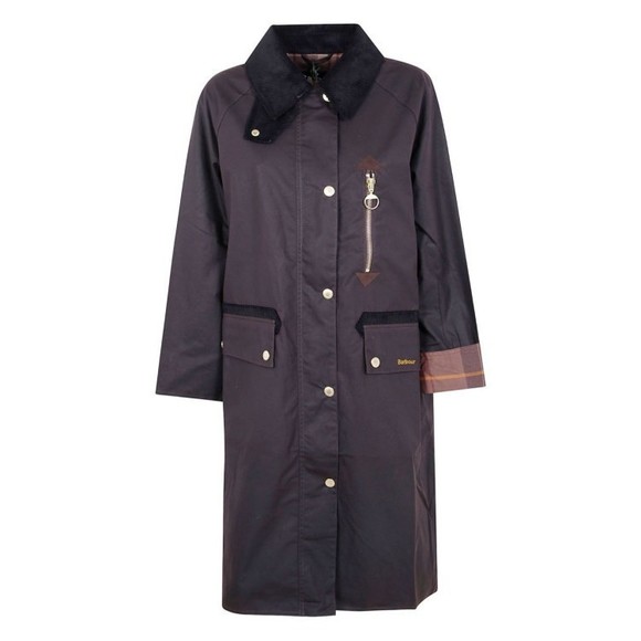 Barbour Jackets & Blazers - Barbour Brown Cotton Coat With Corduroy Collar And Tartan Details - NWT